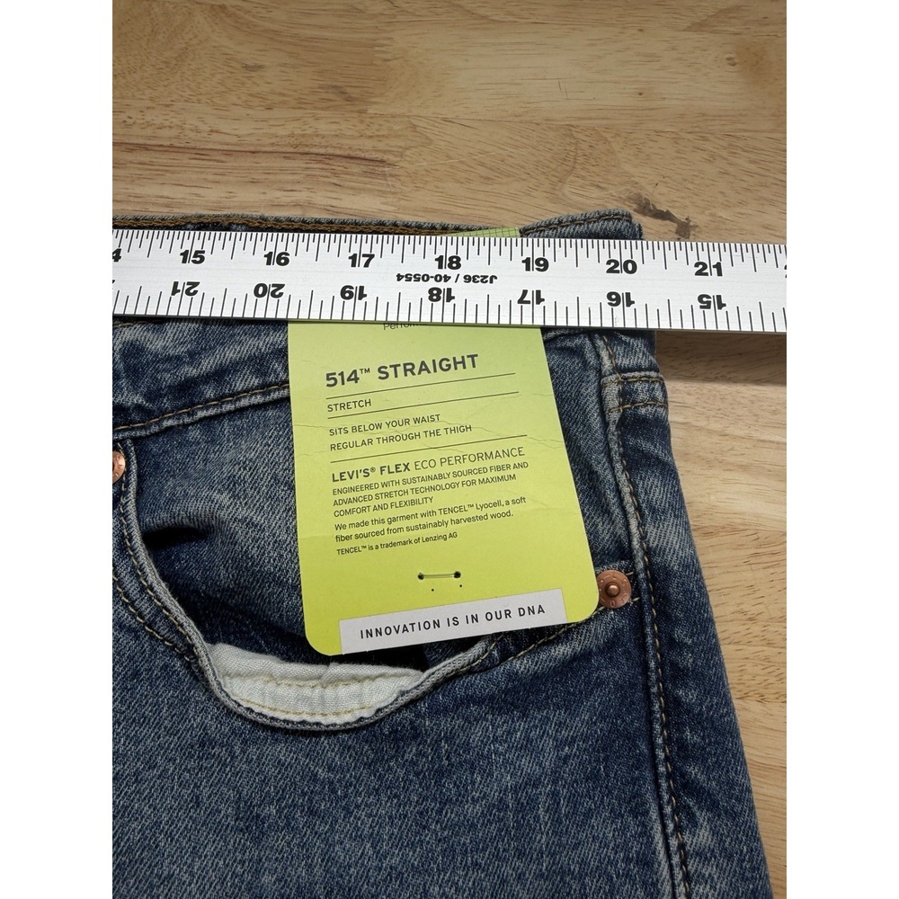 Levis 514 Straight‎ Fit Jeans Stretch Color Rinsed Blue 005141493 Men's 40x30 - Picture 12 of 14